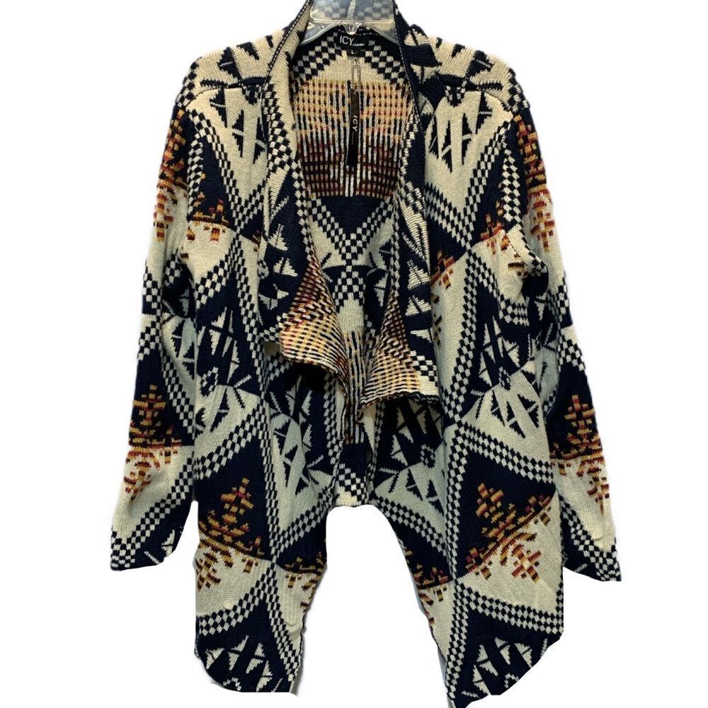 NWT Icy Fashion Sweaters Aztec Print Open Cardigan size M - Picture 4 of 12